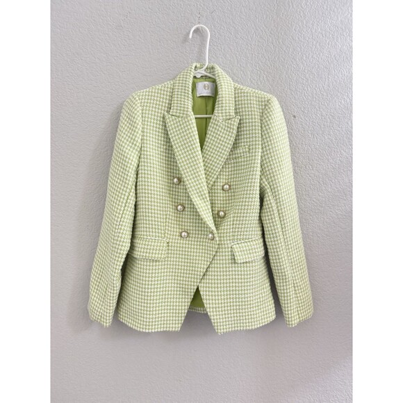 Revolve House of Harlow 1960 Houndstooth Pearl Double Breasted Blazer Small - Picture 1 of 9